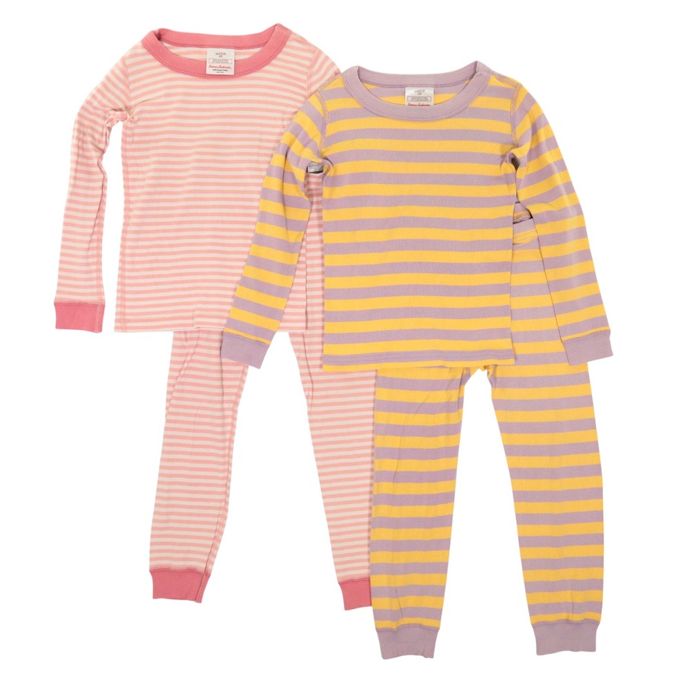 Hanna Andersson Pajamas Set Striped Organic Cotton Pink Yellow Kids US 5 EU 110